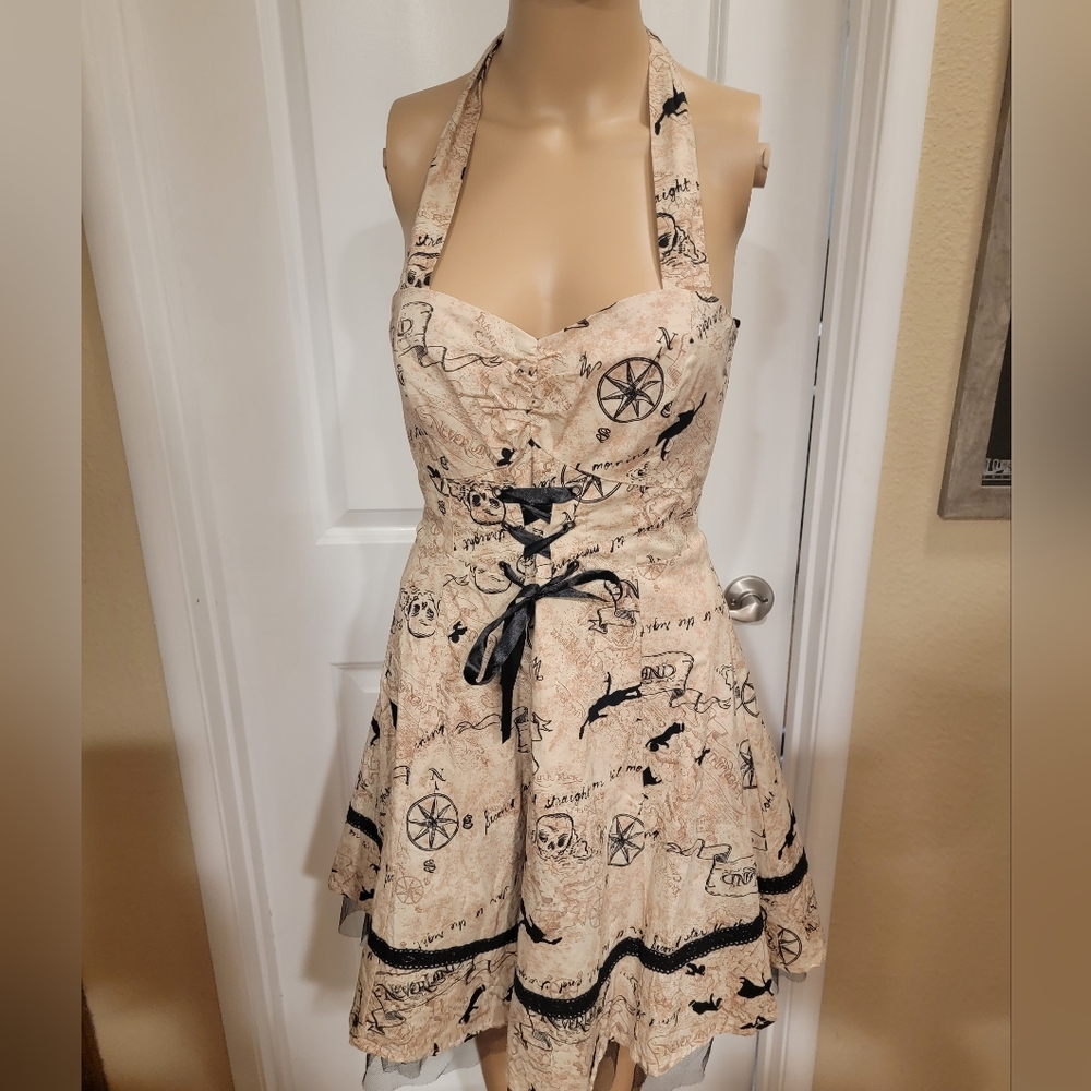 Disney Juniors Size Small Peter Pan Neverland map halter corset dress